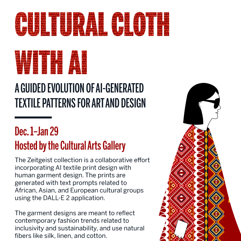 Poster for the Cultural cloth with AI exhibit.